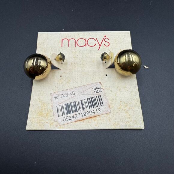 Macy's Earrings Gold Tone Round Studs - Picture 1 of 7
